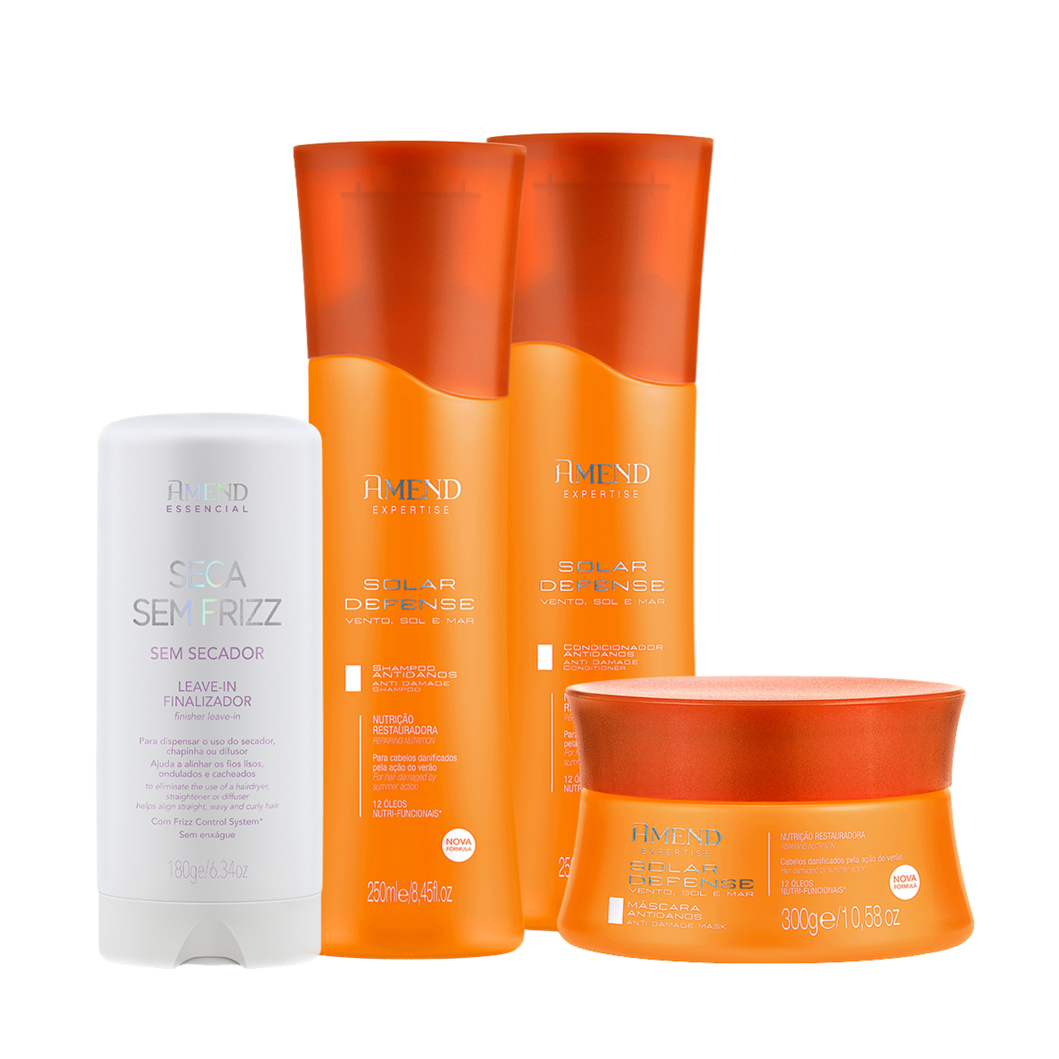 Kit Seca Sem Fizz e Solar Defense | 4 produtos
